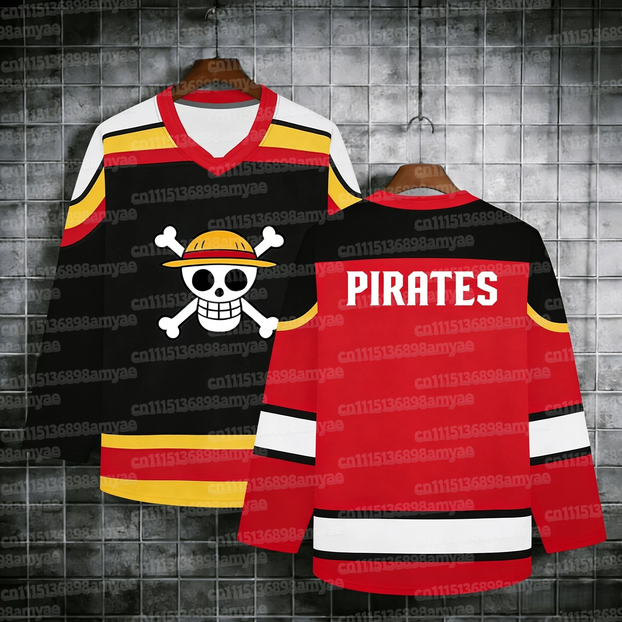 Heißer Anime One Piece Strohhut-Piraten Grüner Mehrfarbiger Hockey-Trikot für Männer 3D-Druck Streetwear Langarm Erwachsenen-Familien-Partnerlook – Detail 9