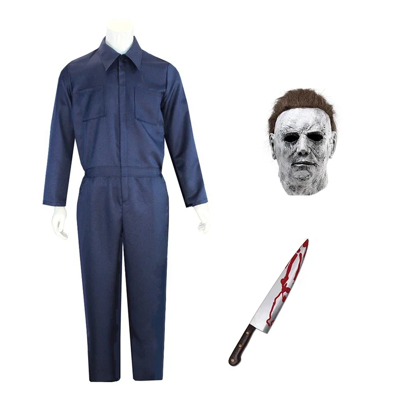 Michael Myers maska kostium dla dorosłych Cosplay halloweenowy kombinezon stroje Horror krwawa zabójcza kostium imprezowy karnawałowa dla mężczyzn