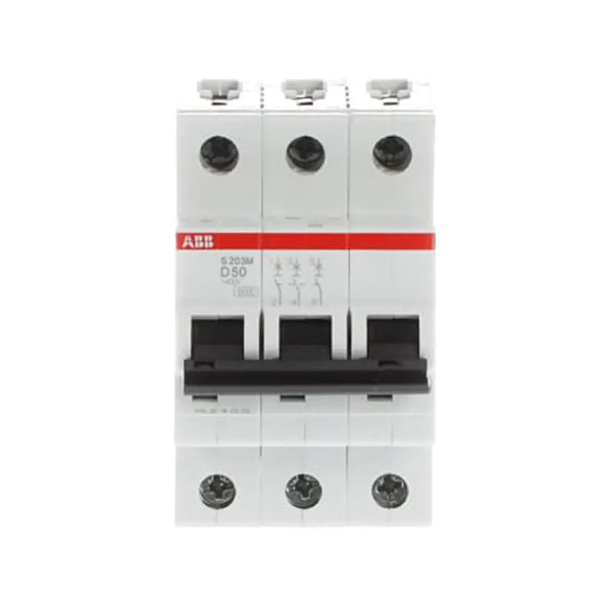 

4 шт. S203M-D50 10113506 2CDS273001R0501 Миниатюрный автоматический выключатель - S200M - 3P - 50 А - D - (AC) 10 кА