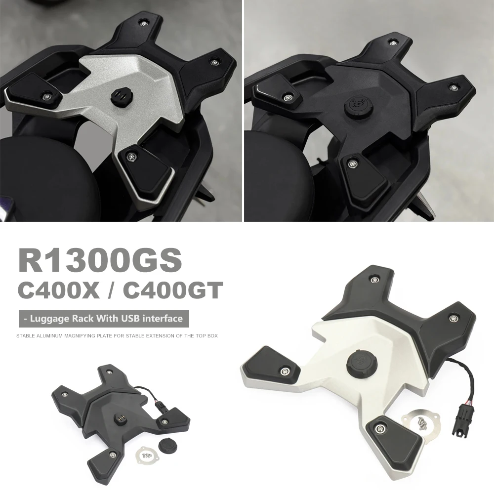

Motorcycle Top Box Bracket Rear Luggage Rack Carrier With USB Port For BMW C400GT C400X R1300GS GS1300 R 1300 GS 2025 2024 2023