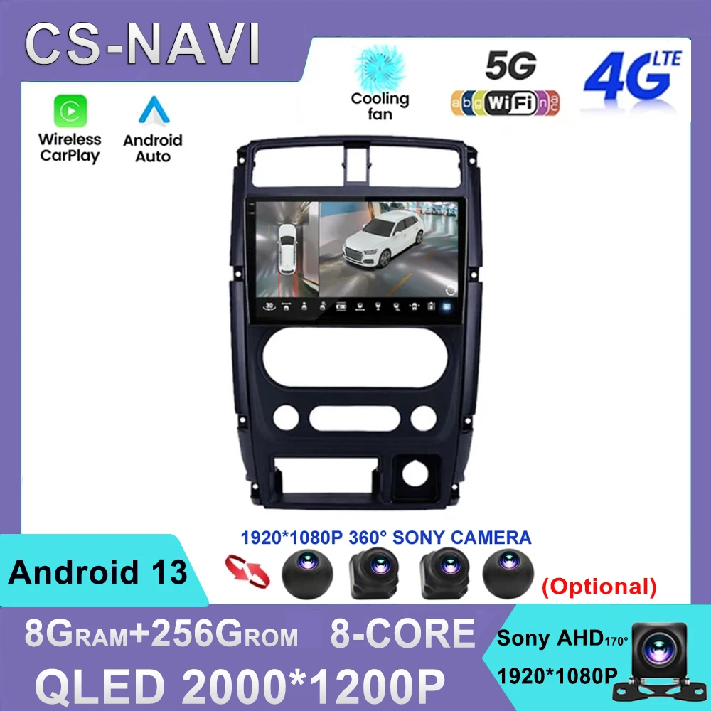 

Автомобильный мультимедийный видеоплеер Carplay Android 13 для Suzuki Jimny 3 2005-2019 RDS 4G 2din GPS-навигация камера 360 QLED