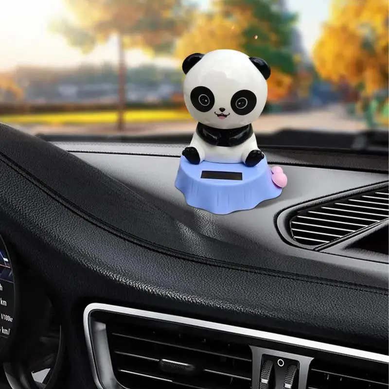 Car Bobblehead Dashboard Cute Dancing Panda Doll Figure Solar Powered Car Dashboard Dancing Doll Shaking Head Toy Swinging Car