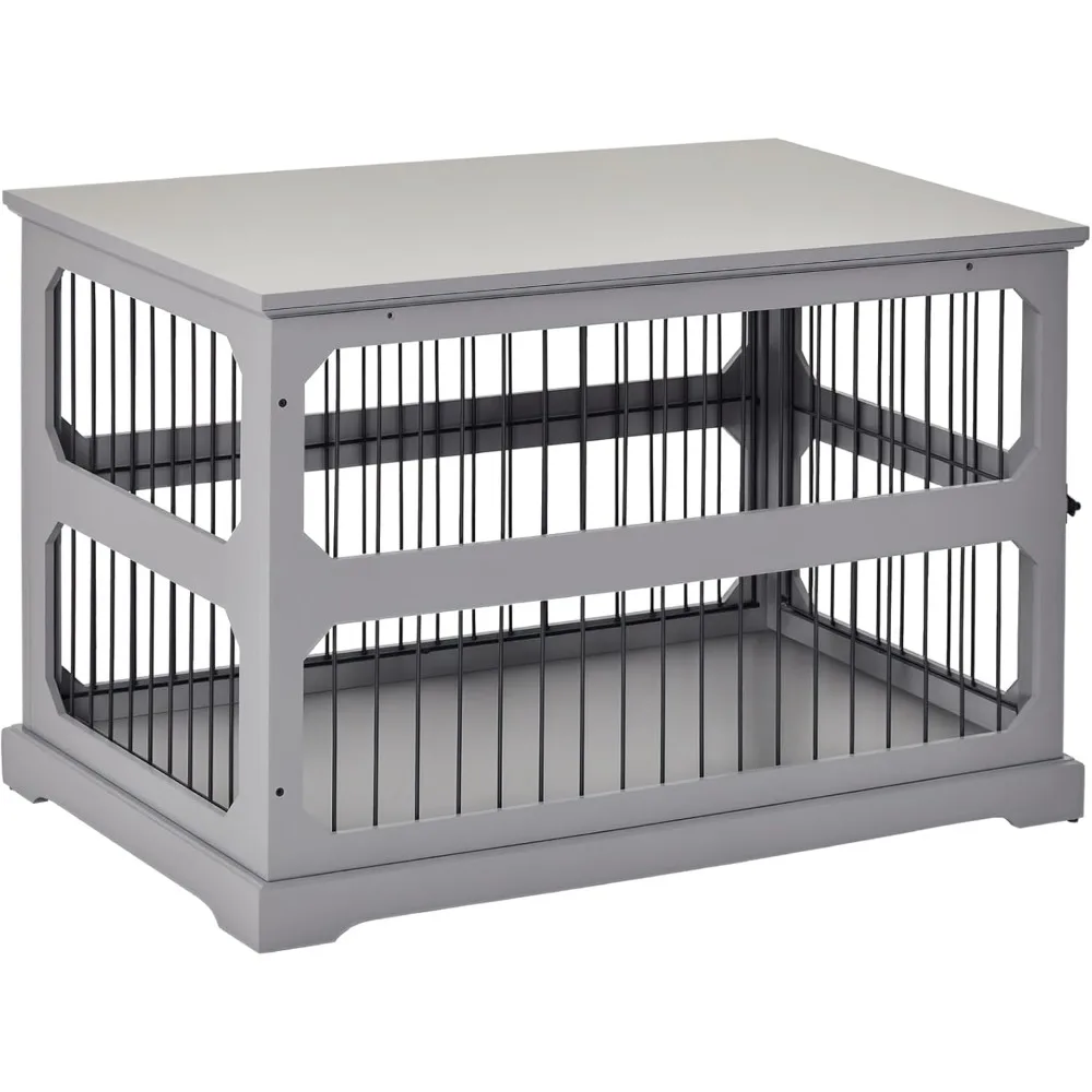 

Dog Crate Furniture Decorative Cage Kennel with Strong Construction Materials & a Classic Americana Style, Grey
