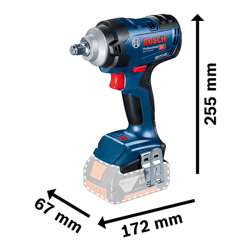 Imagem -03 - Bosch-gds Chave de Impacto Elétrica 18v400 Conjuntos de Bateria Chave de Fenda Elétrica sem Escova Ferramenta de Poder 18v 400n.m