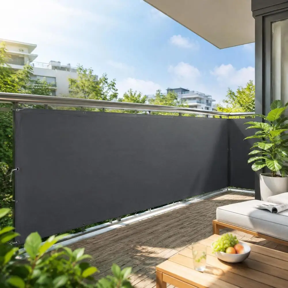 Paravent de balcon 90 x 300 cm, tissu Oxford enduit PU avec œillets en aluminium, protection de l'intimité pour terrasse et jardin, style moderne