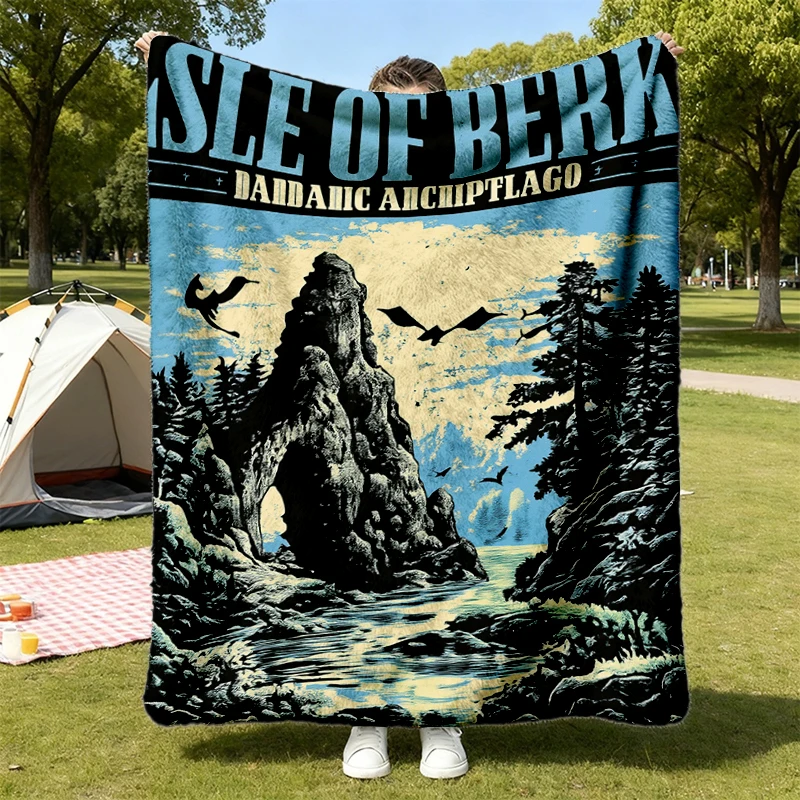 Isle of Berk Flannel Blanket - Movie Flannel Throw, Dragonrider Cozy Blanket, Dragon Lovers Gift