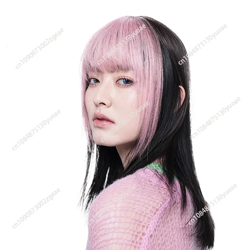 Invisible seamless wig, stylish pink bangs, top piece reissue