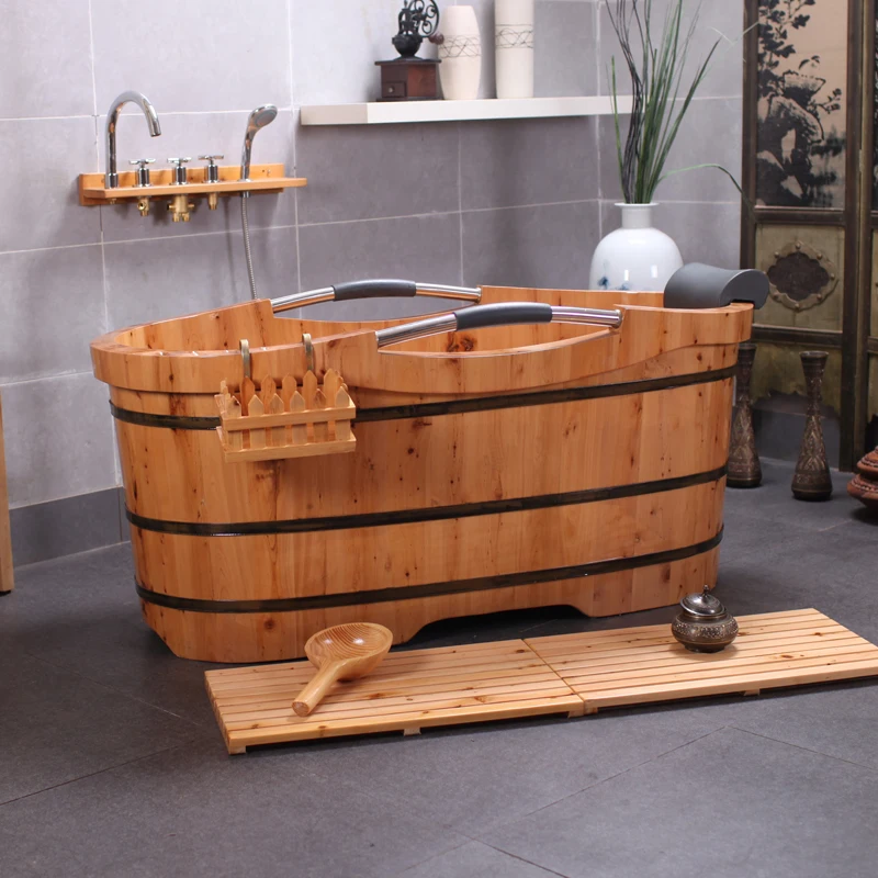 Luxury oak soaking barrel tub luxury bath set