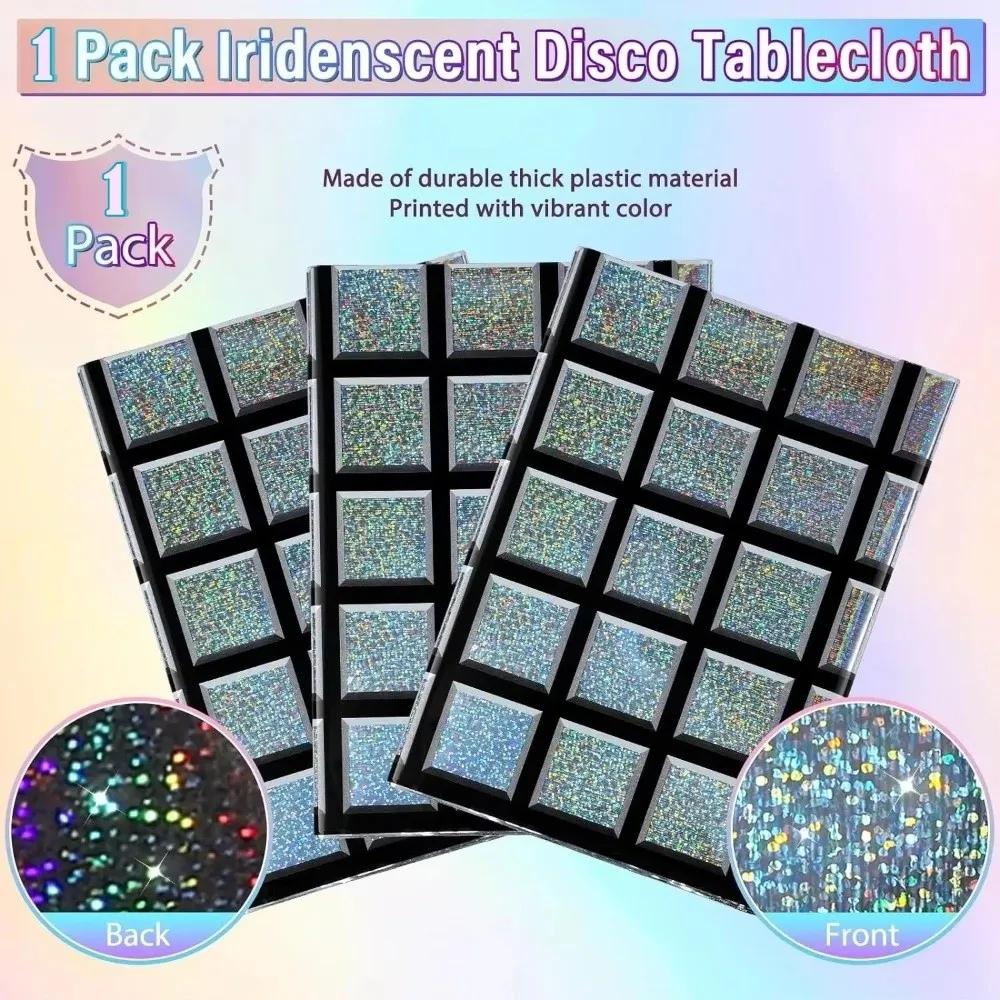 Party Decoration Vintage Disco Iridescent Shiny Laser Tablecloth Disposable Rectangle Table Cover 70s 80s Table Runner Festival