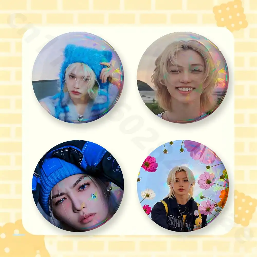 Kpop SKZ F-Felix 2 Pieces Badge Brooches on Backpack Clothes Handmade Round Enamel Pins for Jewelry