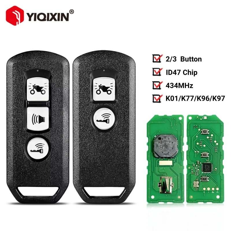 

ID47 чип 434 МГц умный ключ дистанционного управления мотоциклом для скутера Honda K01 K77 K96 K97 K35V3 ADV SH 150 Forza 300 PCX150 карта