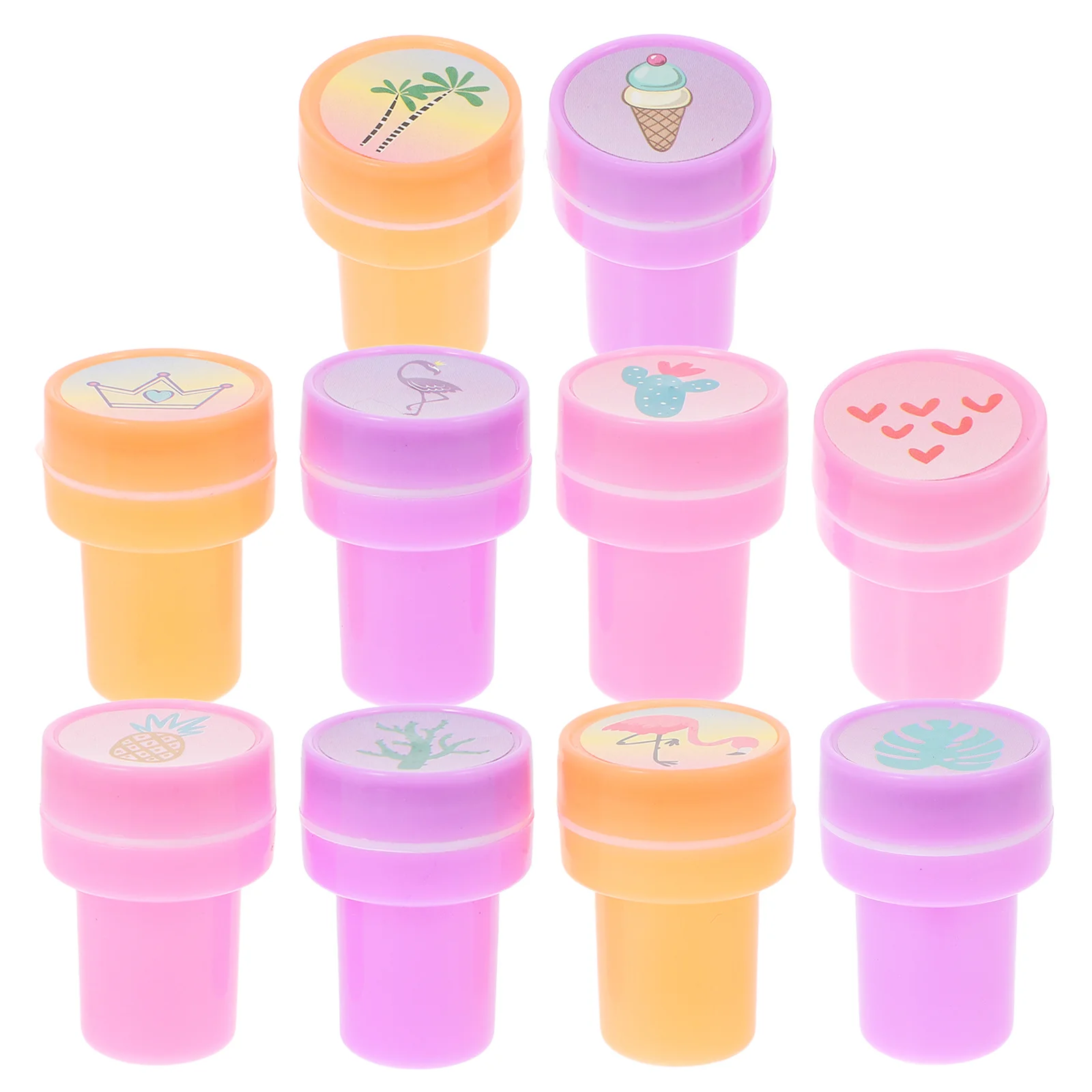 10 個子供用フラミンゴ夏スタンプ子供用セルフインクスタンプパーティー教室報酬教育クラフトセット