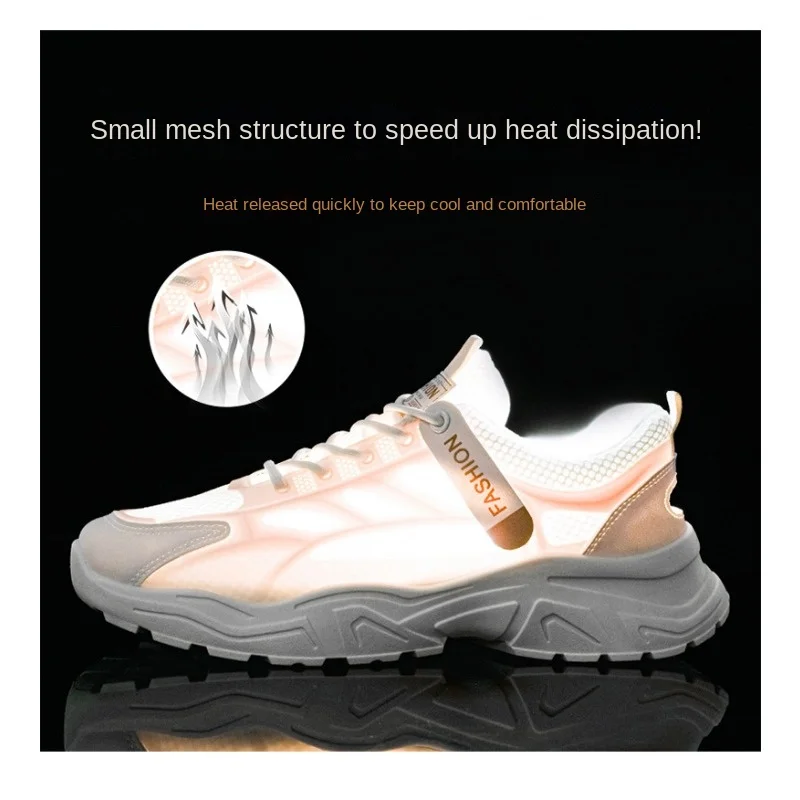 Men's Daily Outdoor Hollow Mesh unky Dad Sneakers 2026 Summer Fast Heat Dissipation Height Boost All Mat Walking Shoes
