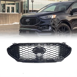 Front Middle Racing Grille for Ford Edge 2019 2020 2021 2022 Gloss Black Honeycomb High Quality ABS Grills Mesh Style