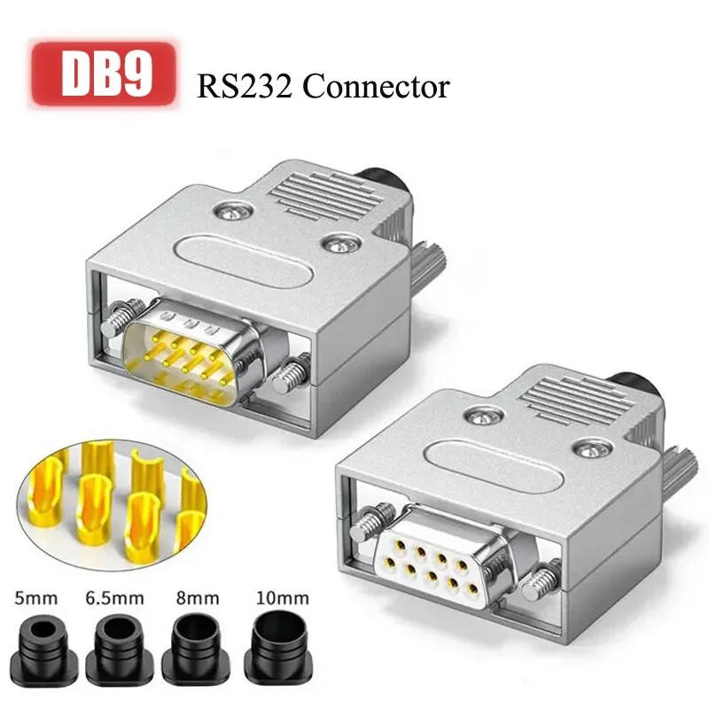 Solid Needle DB9 RS232 Serial Port Connector Welded Joint 9pin 485/422 COM Interface Plug Industrial Grade Male Female Terminals