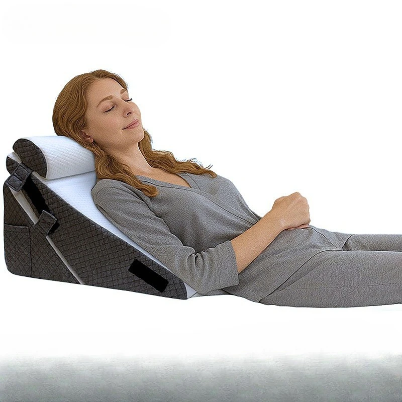 Adjustable 3-Piece Wedge Pillow Set for Back Discomfort, Removable High-Density Triangular Bed Pillow