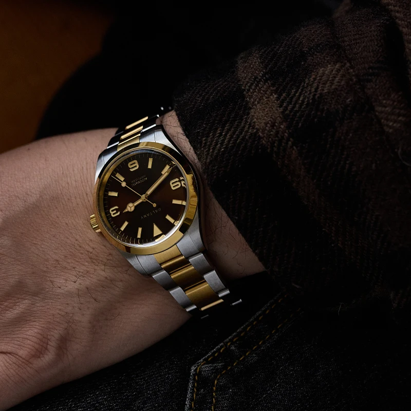 Baltany S4035G 39 مللي متر الذهب اكسبلورر الساعات للرجل الفاخرة NH38 ساعات المعصم الميكانيكية الياقوت كريستال مقاوم للماء فستان ساعة #5