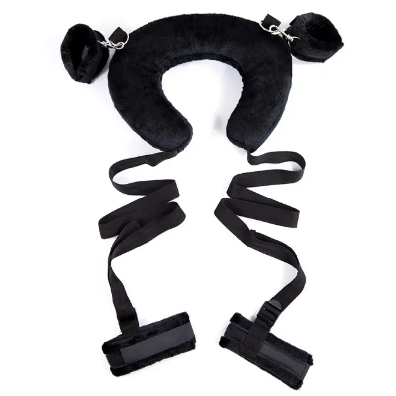 BDSM Bed Restraints Kit Wrist Leg Hand Ankle Cuffs Bondage Position Support Sling Thigh Straps Separating Thighs Plush Sex Toys