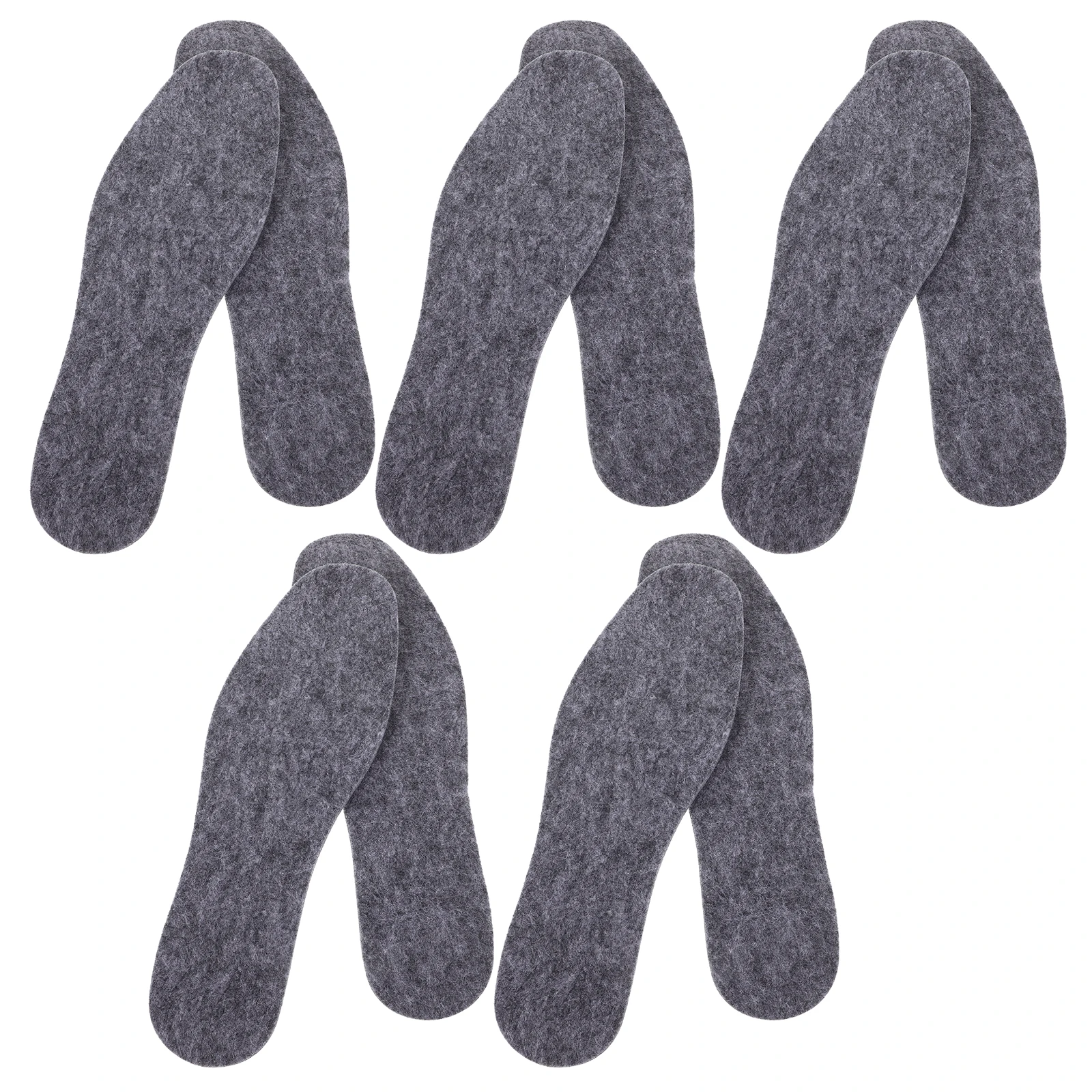 

5pcs 5 Pairs 5mm Thick Gray Felt Insoles Winter Warm Wool Shoe Pads Boot Cushions Soft Breathable Anti Odor Sole Care Tools