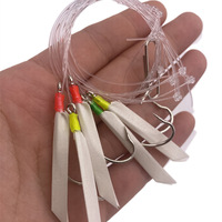 1/2pack Mackerel Feather Rig Luminous Surf Fishing Sea Boat Fishing Lure 2/0 3/0 Hook Striped Bass Pesca Cod