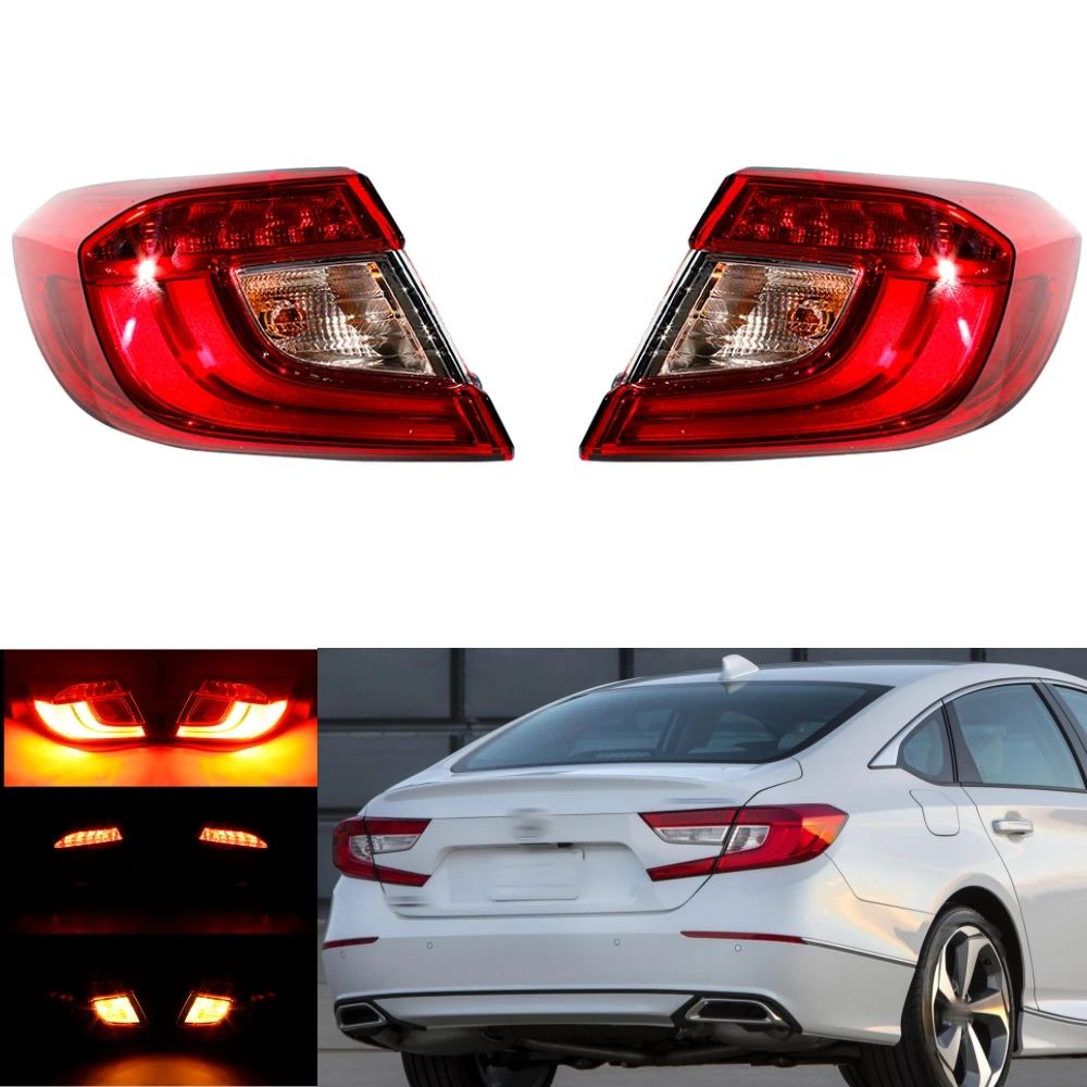 Pair Outer Side Tail Rear Lamp Light With Bulbs 33550-TVA-A01 33500-TVA-A01 For Honda Accord 2018 2019 2020 2021 2022