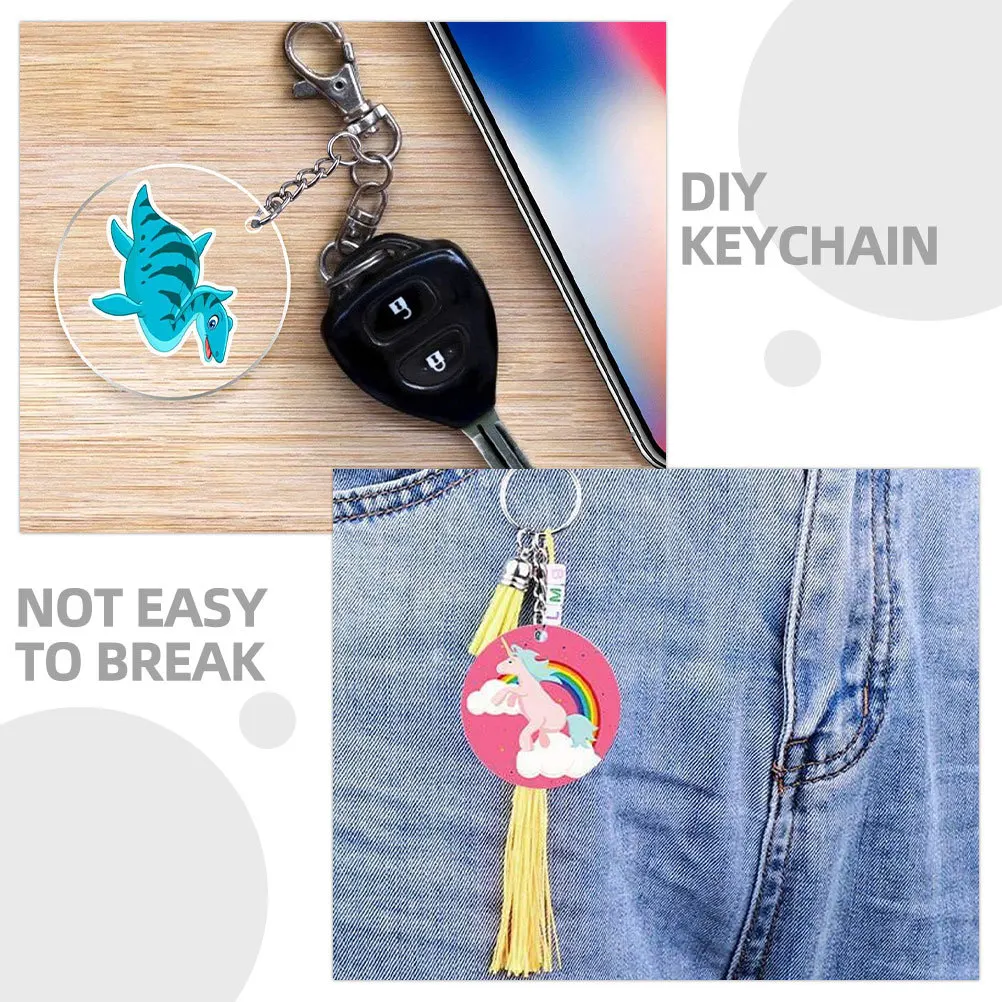 

30Sets Acrylic Keychain Blanks Round Clear DIY Multi-Function Sublimation Craft Blanks Portable Key Pendant Decoration Supplies