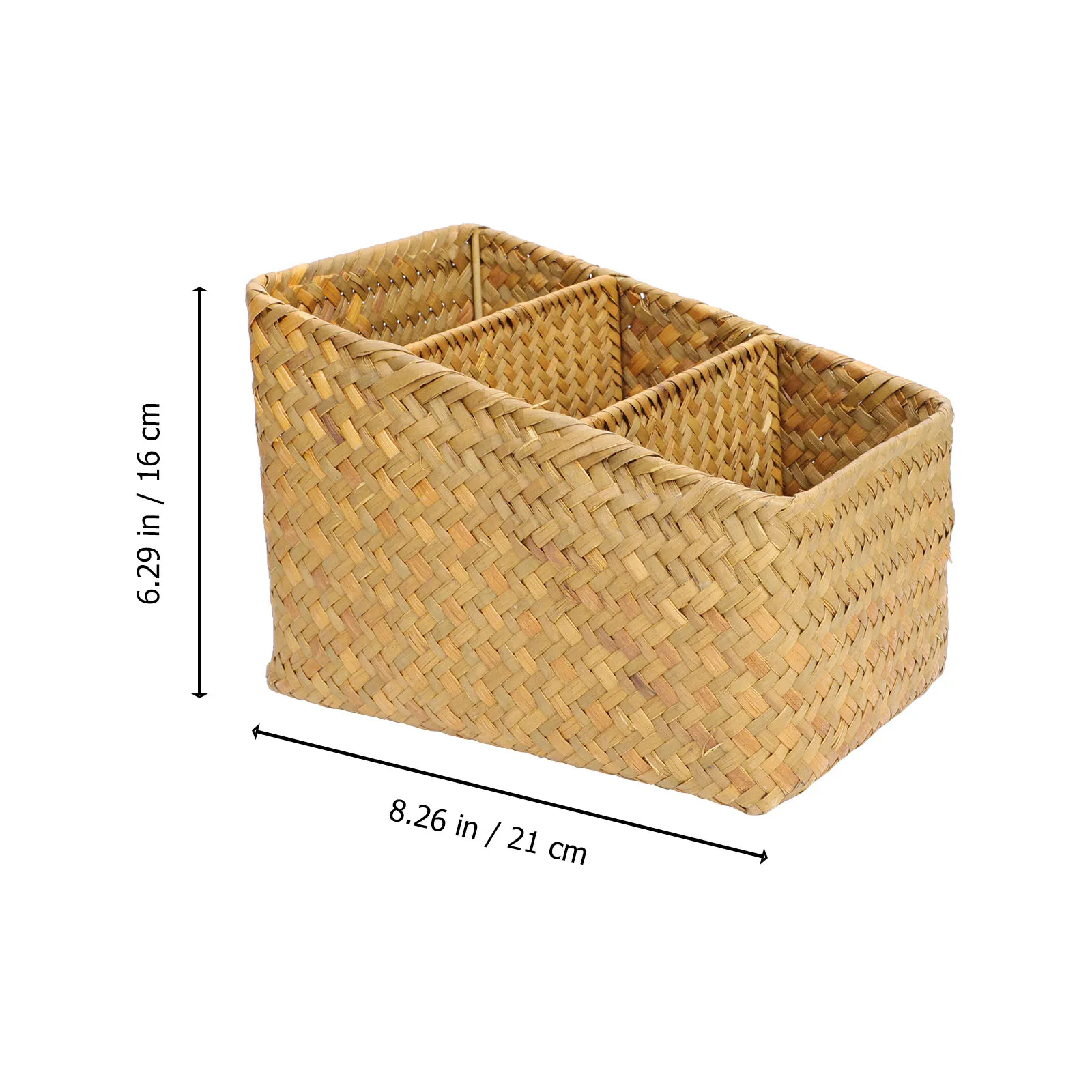 

1pc Bamboo Woven Organizer Desktop Decorative Home Organizer Container Woven Storage Box Practical Container Wickerwork Basket
