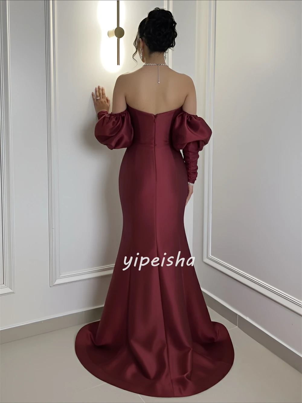 Robes longues sirène froncées en perles Charmeuse simples, personnalisées de haute qualité, sans bretelles, robes d'occasion sur mesure, tailles disponibles