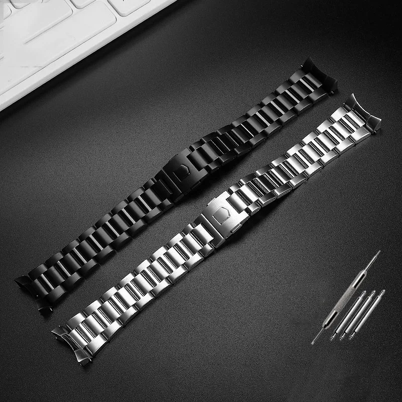 22mm24mm męski pasek ze stali nierdzewnej do paska do zegarka Tag Heuer Calera Series ze stali nierdzewnej srebrny/czarny pasek do zegarka