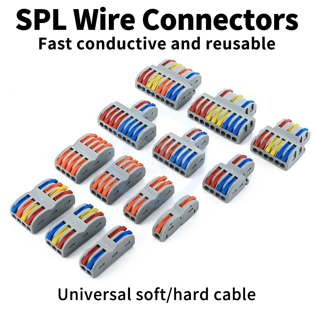 (10 Pcs) SPL-1 SPL-2 SPL-3 Quick Terminal Block SPL-42/62/82 Wire Connector SPL-63 SPL-93 Lamp SPL-102 SPL-122 Colour Splicable