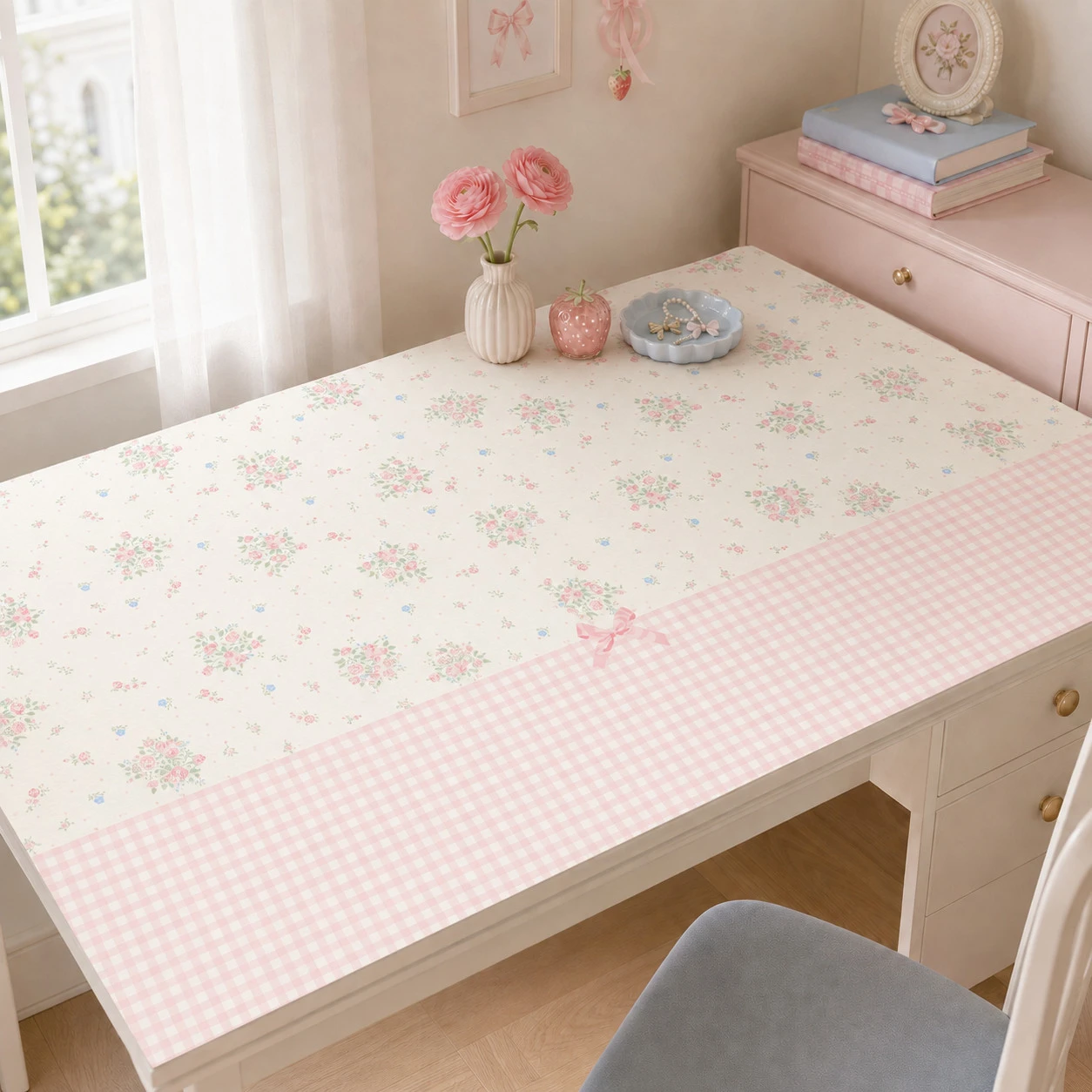 Flower Floral Pink Pu Leather Mousepad Office Desk Mat Mouse Pad Computer Speed Type Carpet Mat Player Laptop Keyboard Cartoon