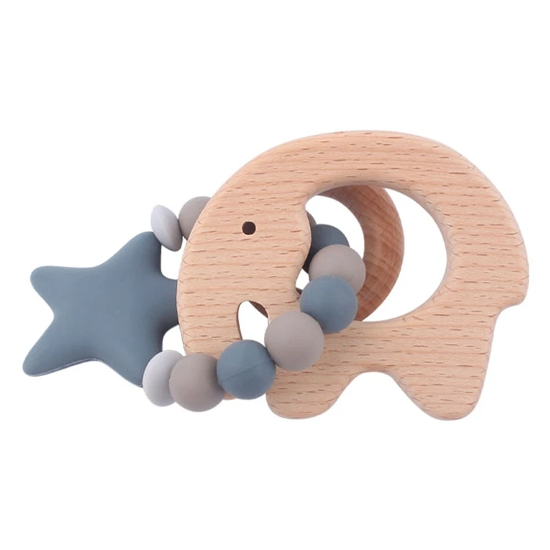 Baby Rattle Bracelet Teether Pacifier Chain Clip Infants Wooden Teether Bracelet Nursing Chewing Infant Nipple Holder