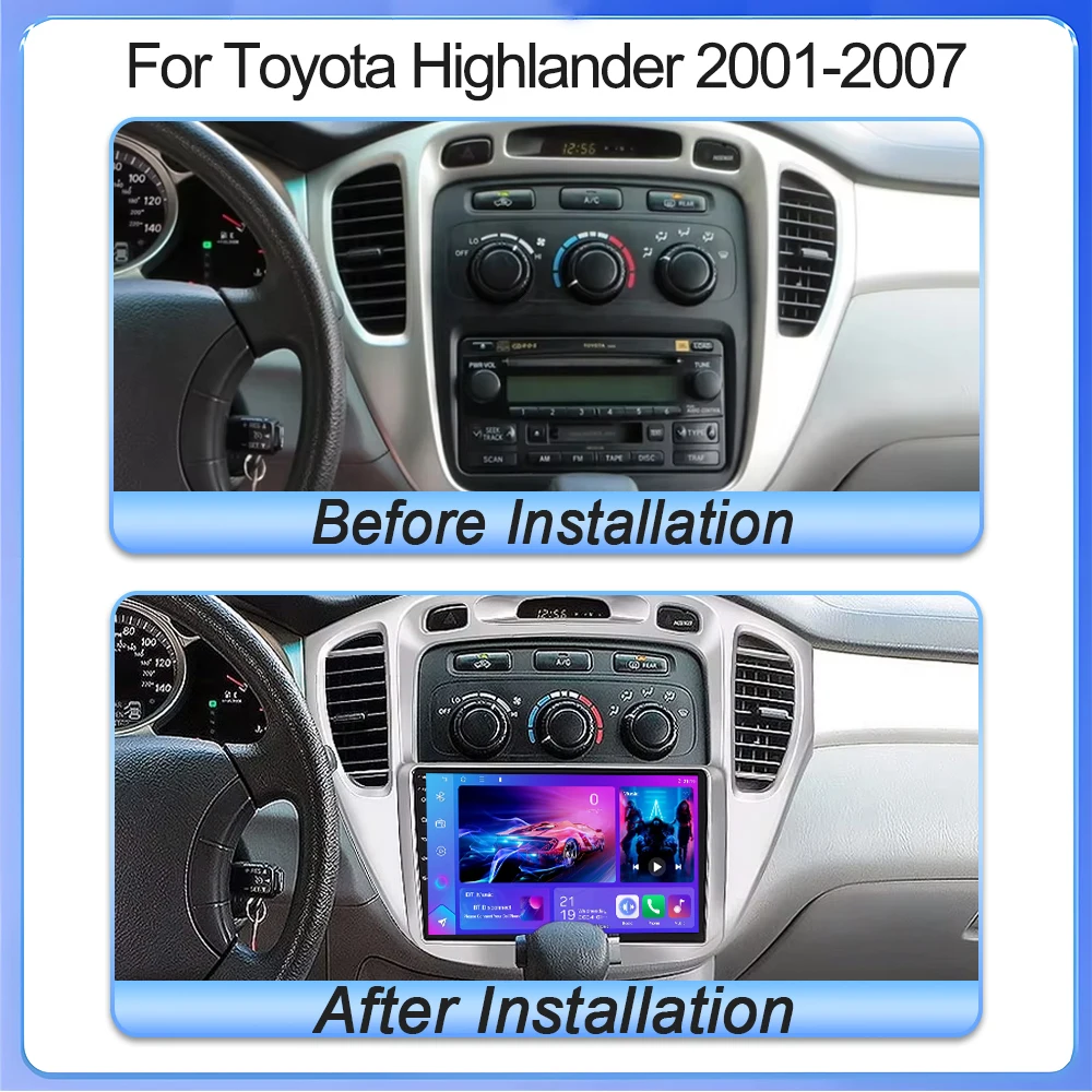Android 16 For Toyota Highlander 2001-2007 Multimedia Video Player Navigation Stereo 2 Din Dvd Head Unit Android Car Radio Wifi