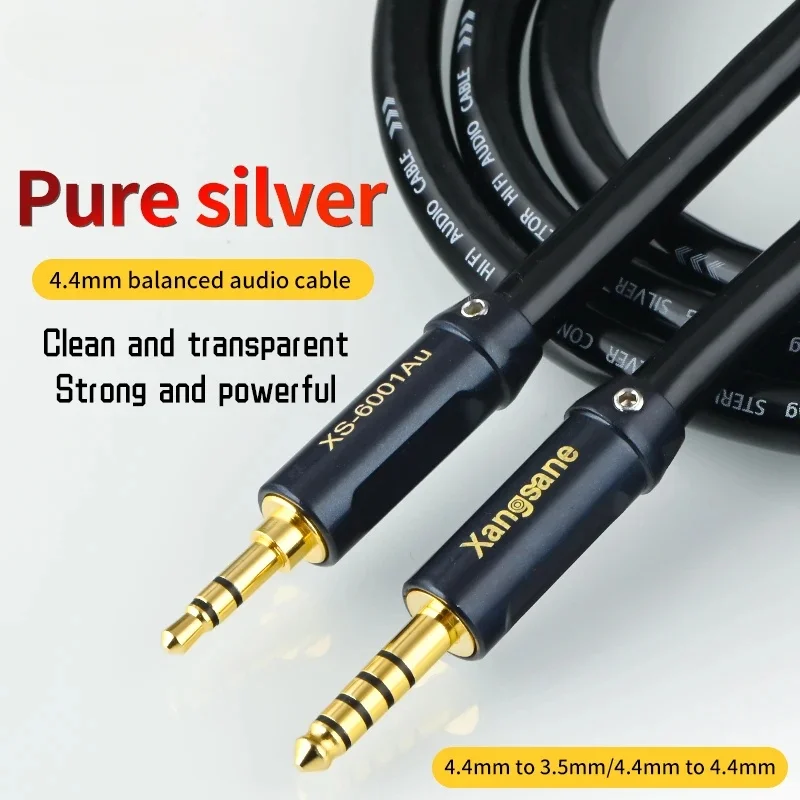 4N pure silver 4.4mm upgraded audio cable 4.4mm balanced to 3.5mm headphone cable aux car player coaxial output cable