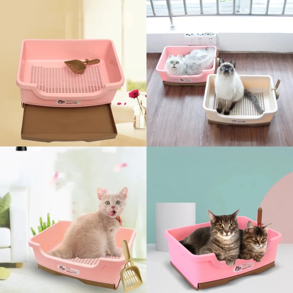 

Drawer Style Anti-splashing Pet Trainer Cat Litter Box for Kitten, Dog, and Rabbit - Convenient Plastic Tray Bedpan for Easy Cle