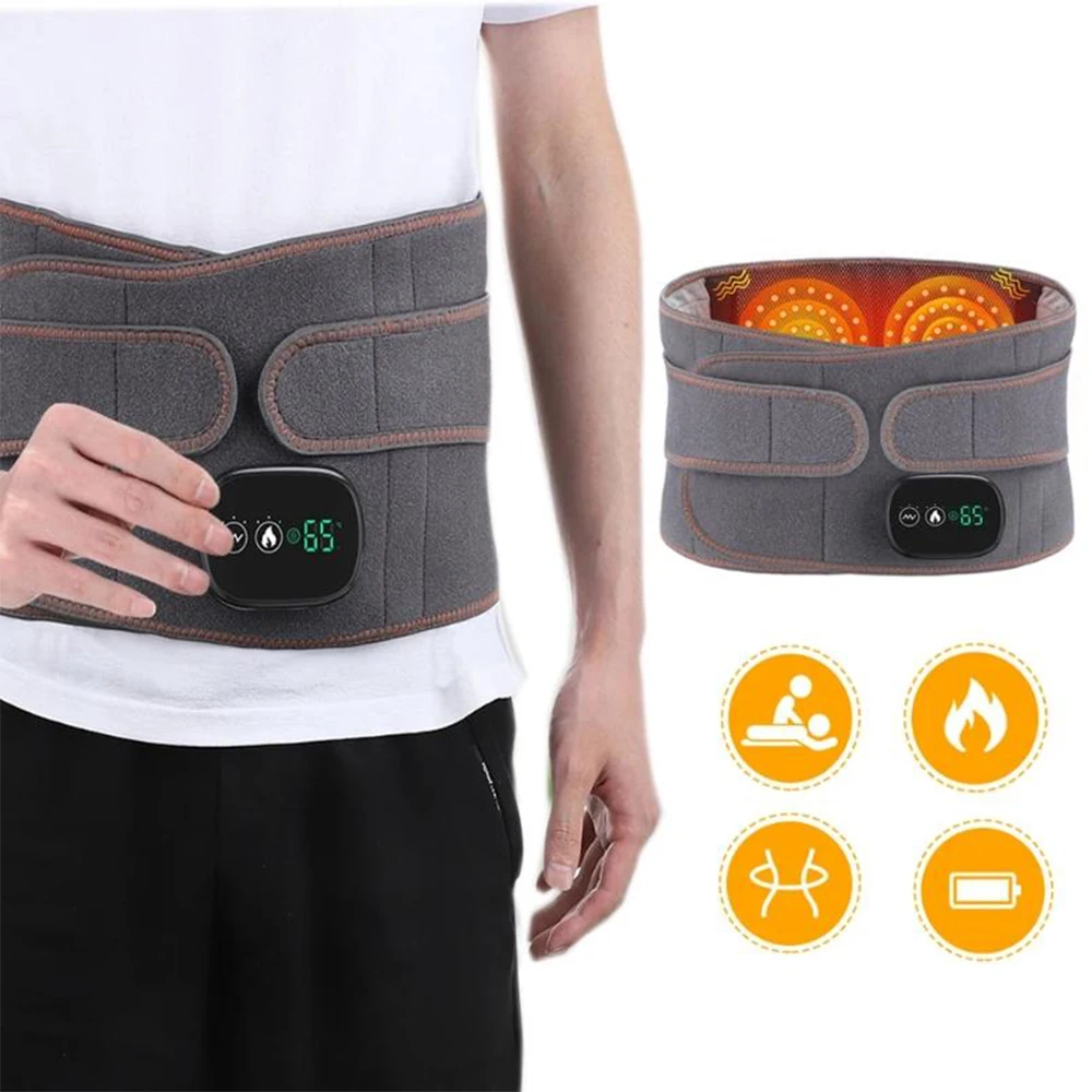 Electric Heating Waist Belt Relieve Fatigue Relax Muscle Red Light Hot Compress Lumbar Vibration Promote Blood Circulation