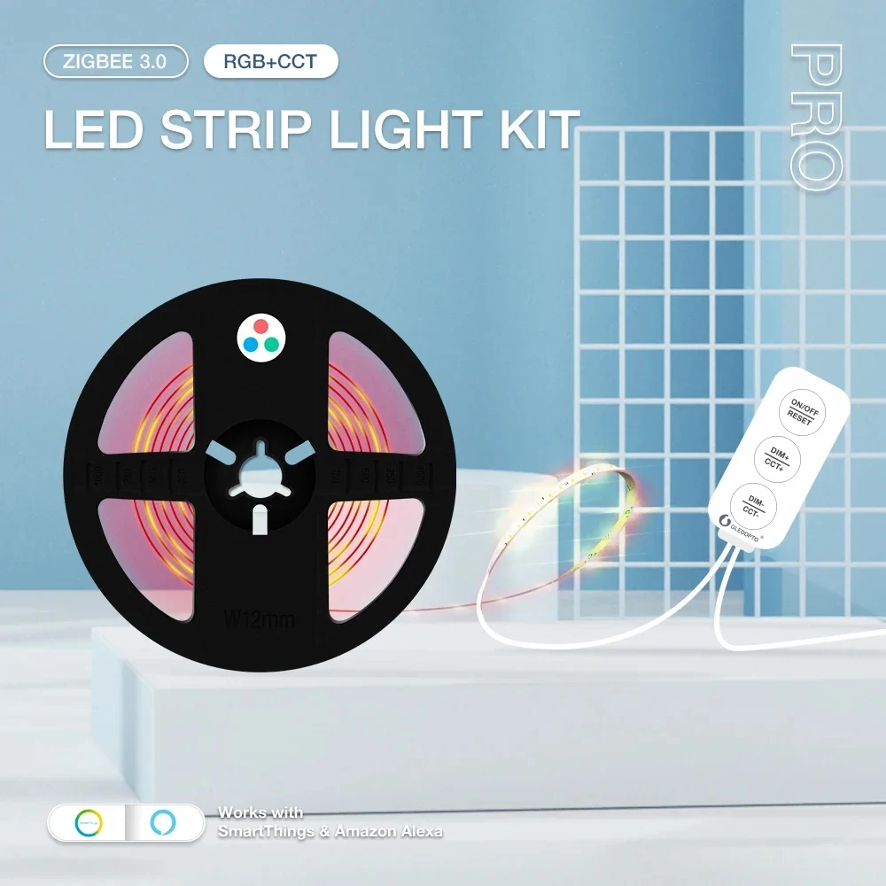 Gledopto Zigbee 3.0 Smart RGBCCT LED Strip Light Three-Button Key Controller Kit Compatible With Tuya APP/Voice/Remote Control