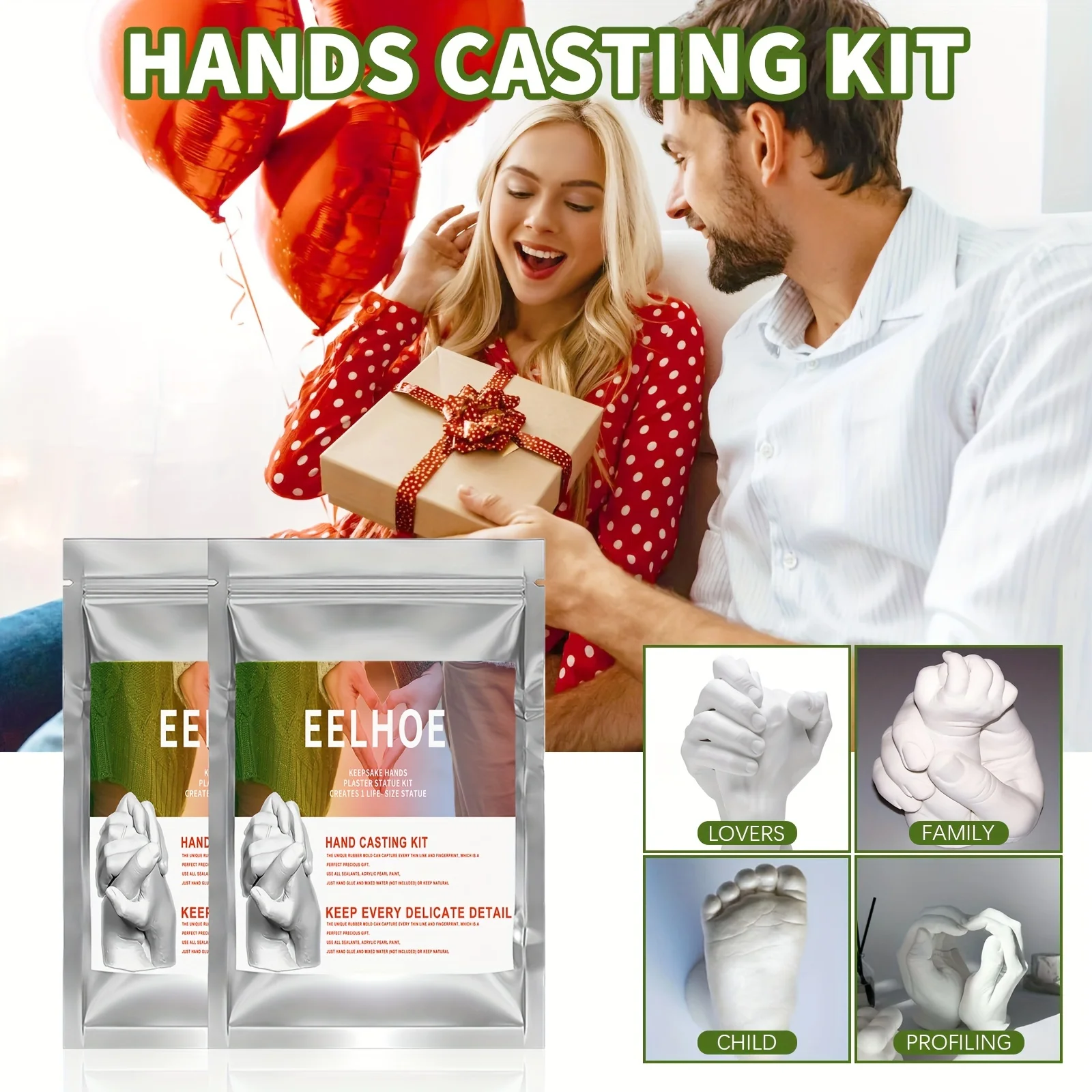 4 Sets Of Couple Hand Model Clone Powder Baby Production Materials Valentine's Day Gift Three-dimensional Hands And Feet Model