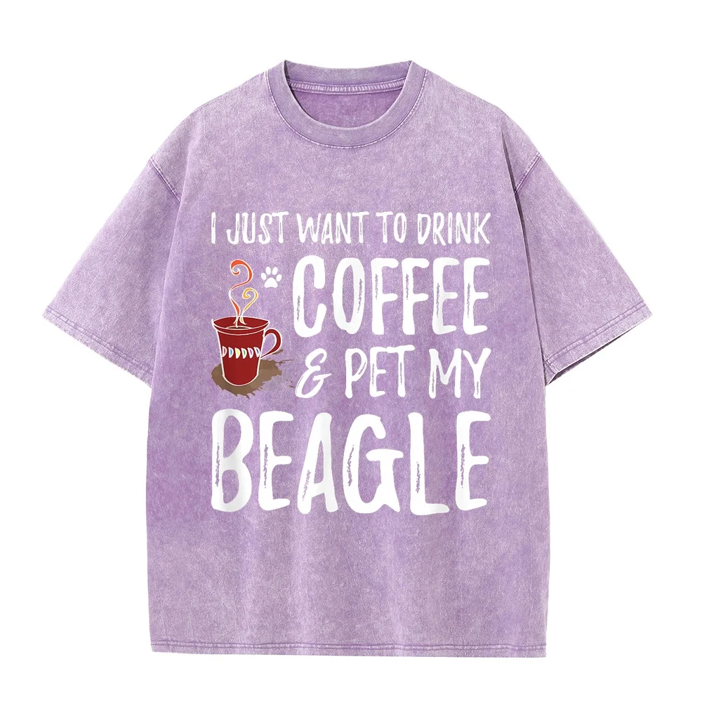 Coffee and Beagle T-Shirt for Dog Mom Men's Shirt Man Clothing Vêtement Homme Men Multi Color Vintage Casual Cotton Short