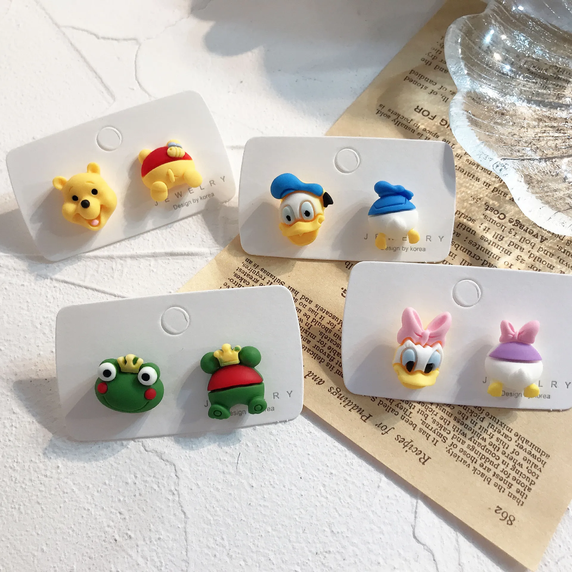 Disney Mickey Mouse Earrings Anime Cartoon Kids Girl Minnie Winnie the Pooh Donald Duck Ear Studs Cute Jewelry Christmas Gift view 3