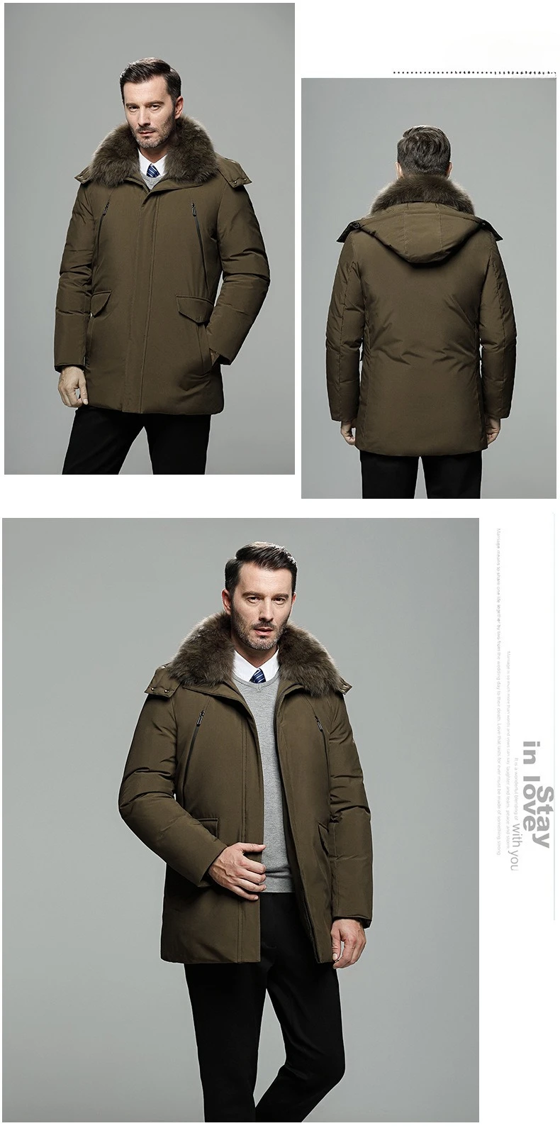 Canada Fashion Winter Jacket for Men Down Coat Parkas Men's White Goose Down Jacket Puffer Padding Detachable Fur Collar HYX0018