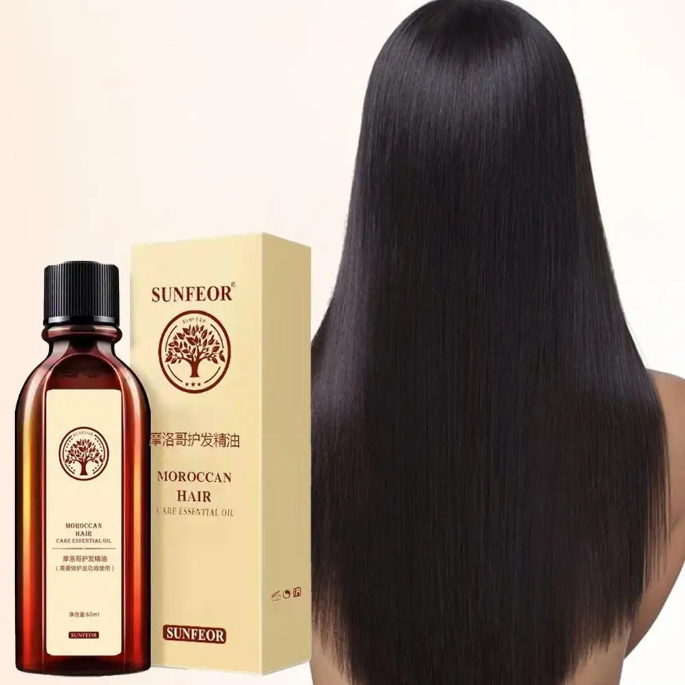 60ml Moroccan Pure Argan Oil Hair Essential Oil Multi-functional Hair & Scalp Treatments Hair Care For Dry Hair Types H1F0