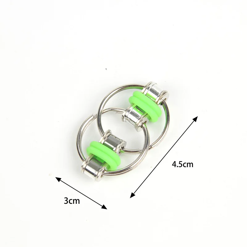 3PCS Colorful Bike Metal Chain Stress Relief Mini Key Ring Fingertip Spinner Sensory Toys Kids Adults Metal Decompression Toys