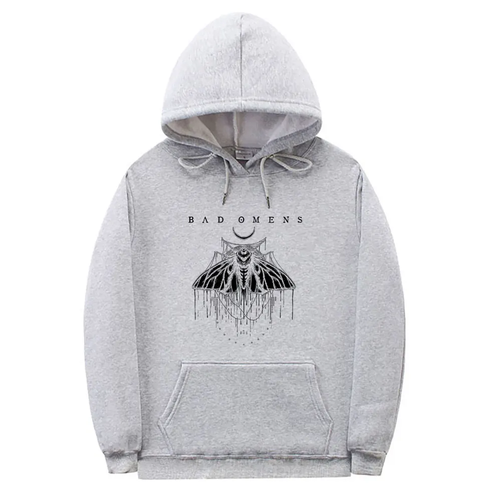 Unisex Bad Omens Print Hoodie, camisola de manga comprida, engraçada traça gráfica Sportswear, Hip Hop Streetwear, moda feminina e masculina