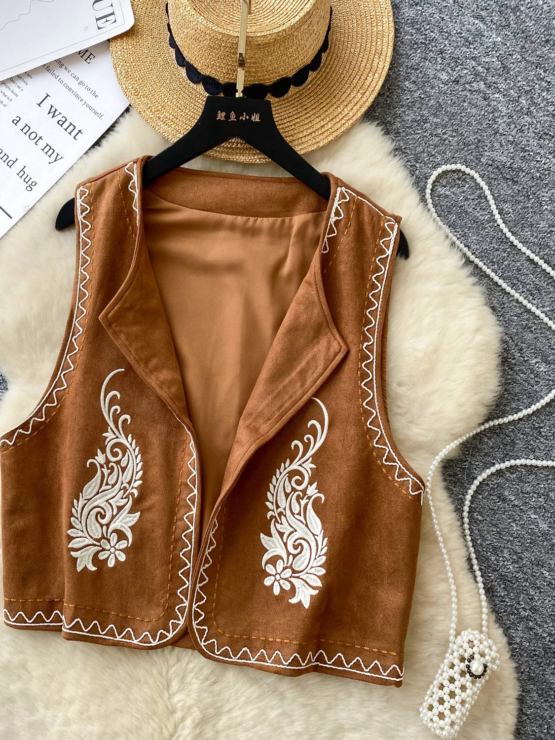 

Retro Ethnic Sle Women's ort Loose Fit Embroidered Vest Summer New Heavy Embroidery Slimming Top Trendy Open Cardigan