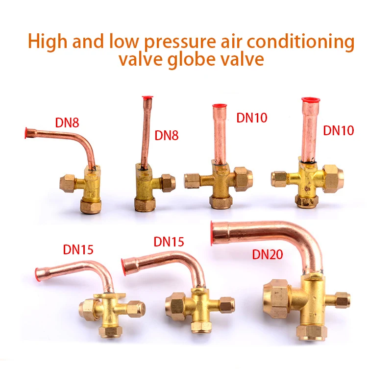 Air Conditioner Outer Box Stop Three-way Valve  High And Low Voltage  Multiple Common Parts  Brass Copper Straight Pipe Bend