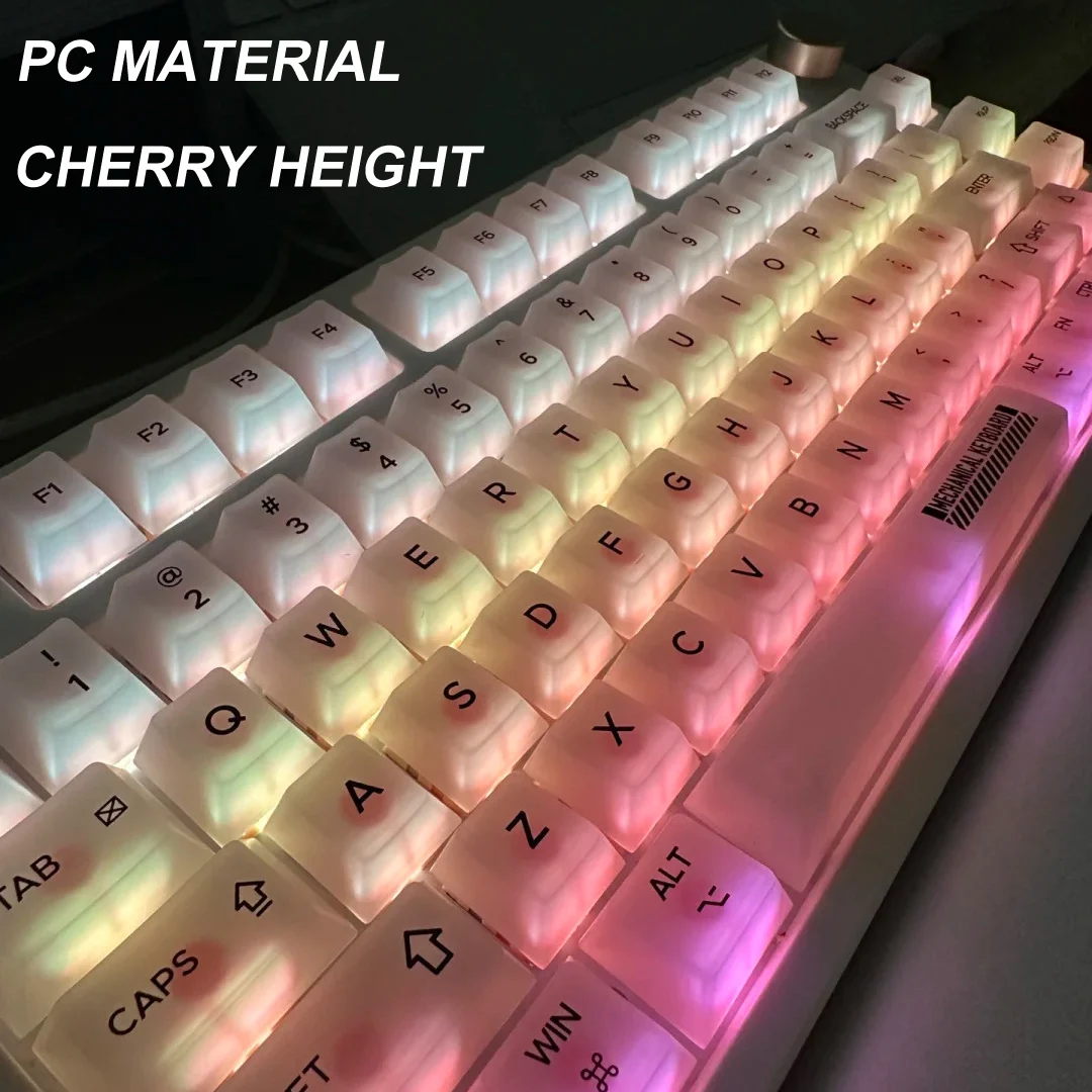 122Keys Transparent Russian Korean Keycap Matte PC Milky White Keycap Frosted Fog Cherry translucent Arabic Hangul keycaps