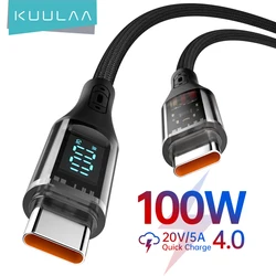 KUULAA Type C to Type C Cable 100W PD Fast Charging Charger USB C to USB C Display Cable For Xiaomi POCO F3 Realme Macbook iPad