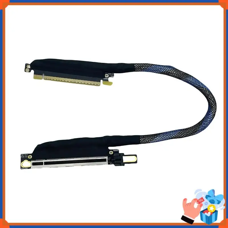 

Compact PCIE 5.0 X16 Graphics Card Extension Cable Silver-Plated PCI-E GEN5 64GT/S Adapter For Enhanced Server Performance