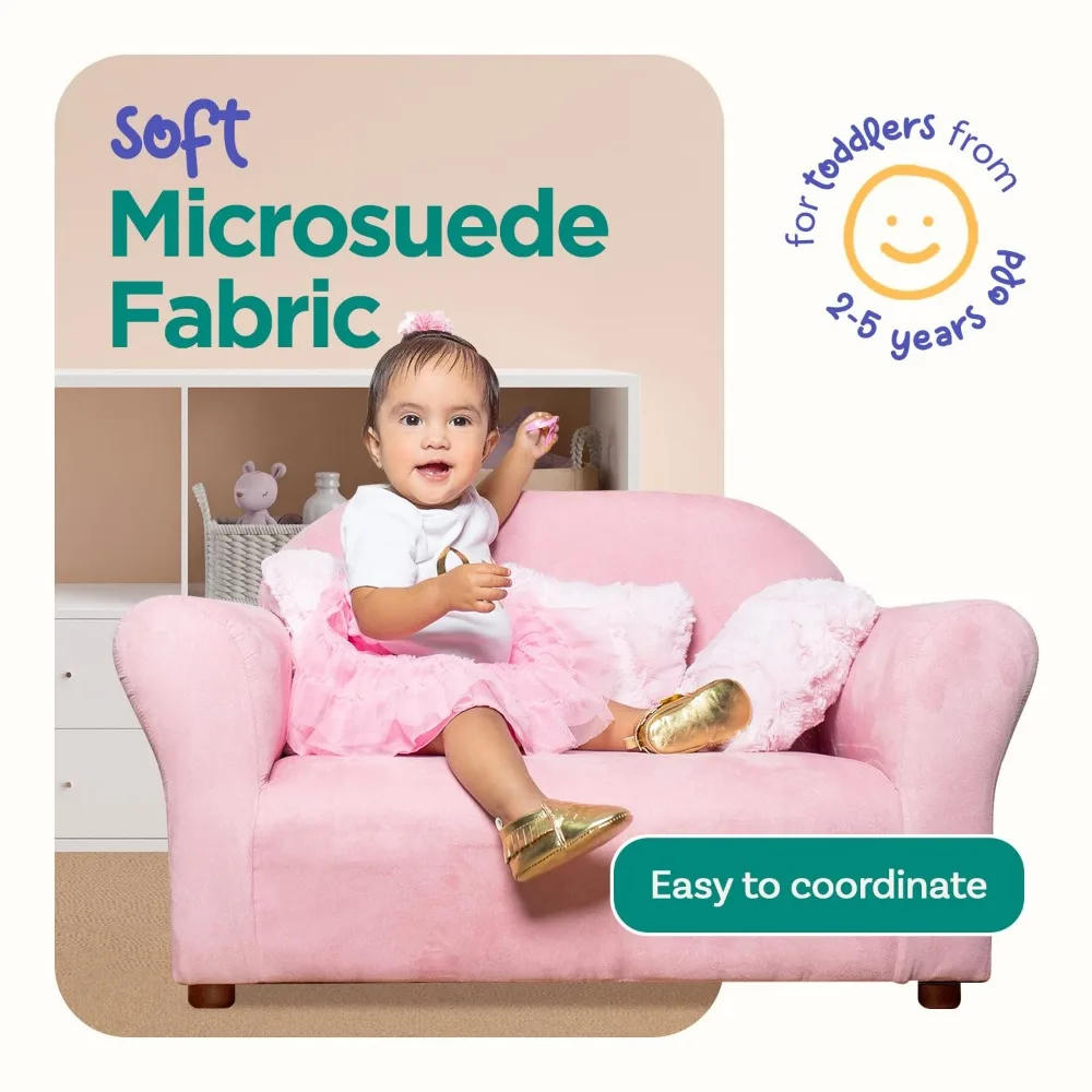 Estofamento de microcamurça macia, assento ergonômico e acolchoado, sofás infantis